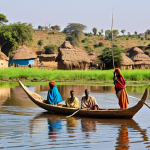 **

*   Prompt: "Tana Lake, Ethiopia, source of the Blue Nile, traditional fishing boats, local villagers, vibrant colors, serene atmosphere, sunny day, focus on the lake and its importance to the community."

**